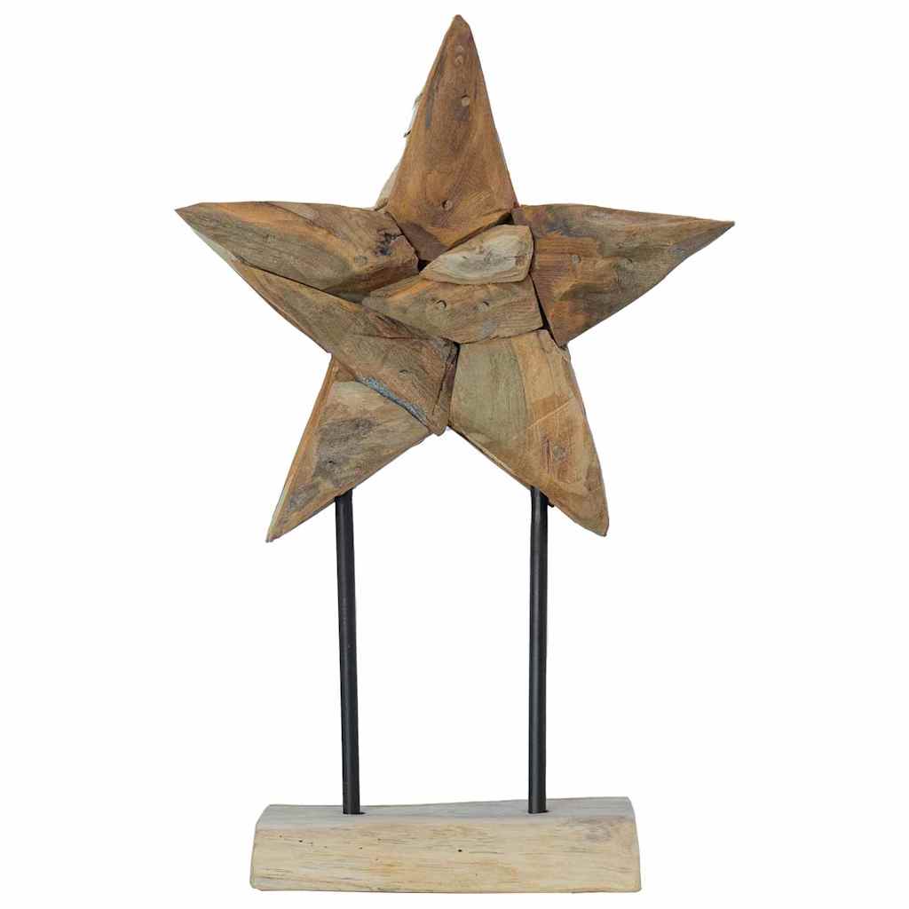 Christmas Star Brown 30 x 5 x 45 cm Solid Teak Wood